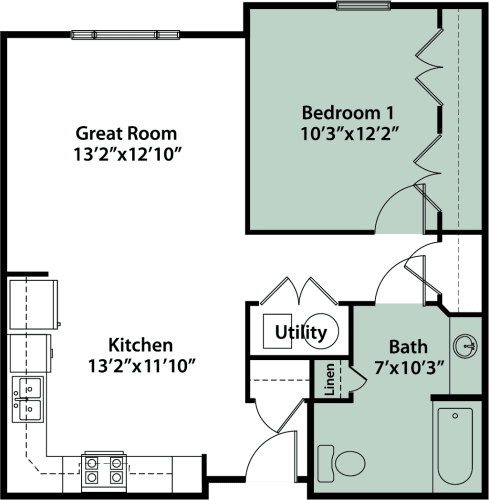 Floor Plan  Apartment 1 Bedroom