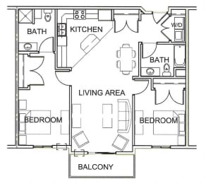  Floor Plan 2 Bedroom 2 Bathroom