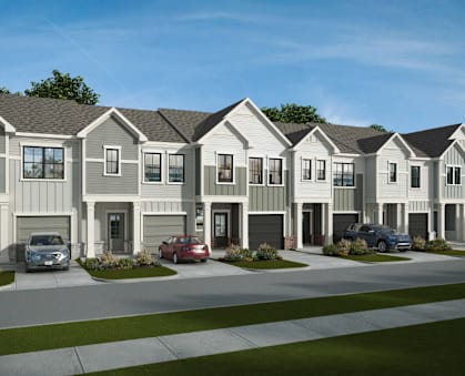Rendering of an apartment building with cars parked in front of it at South Pine, Union City