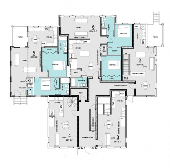 the floor plan of the second level of the house