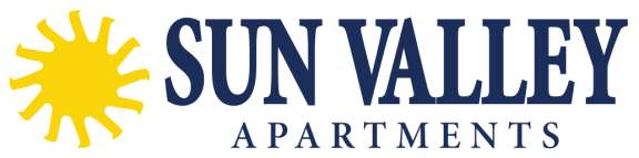 the logo for sun valley apartments with the word