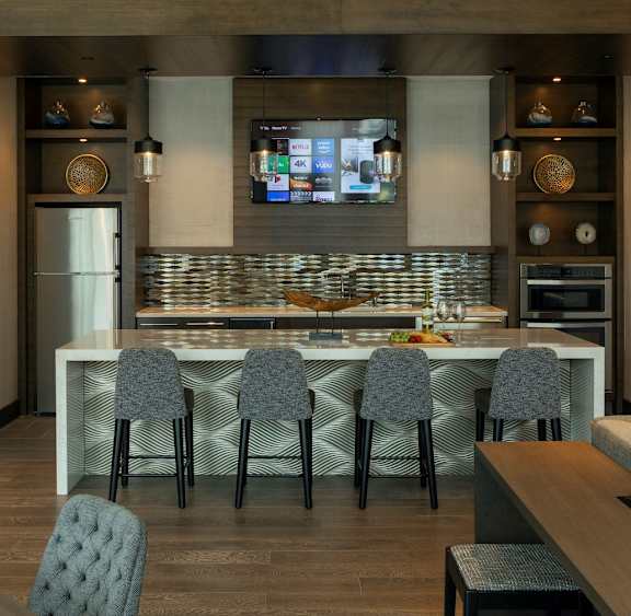 Fitted Kitchen With Island Dining at The Brody, Bethesda, MD, Maryland
