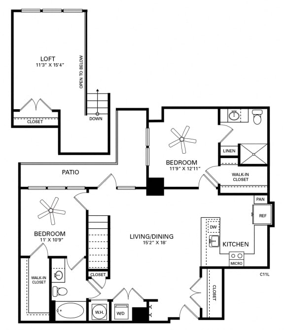 Robertson Floor Plan at Berkshire Chapel Hill, Chapel Hill