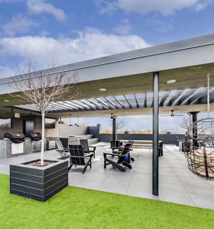 the patio of the home has a retractable roof