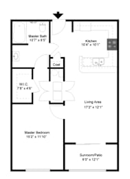 1 Bed 1 Bath Floorplan at Palmera, Columbia, South Carolina