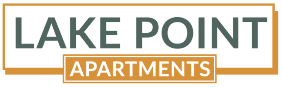 a logo for lake point apartments with a basketball court and the word lake point