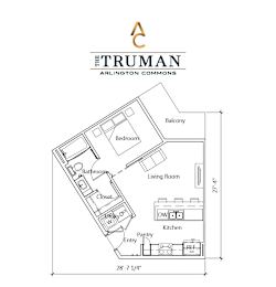 A drawing of a floor plan for a home by The Truman Arlington Commons.
