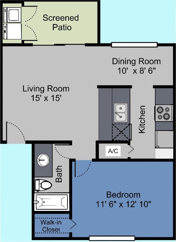 Floor Plan  1 Bedroom 1 Bath-Simply Modern