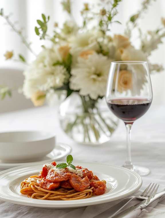 Dish of spaghetti pasta at Hearthstone Lodge Senior Residences, Auburn, CA, 95602