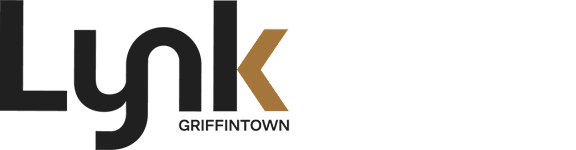 A black and white logo with the word Lynk and the word Griffintown underneath it.