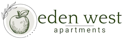 Eden West Apartments logo with an apple icon and stylized lettering