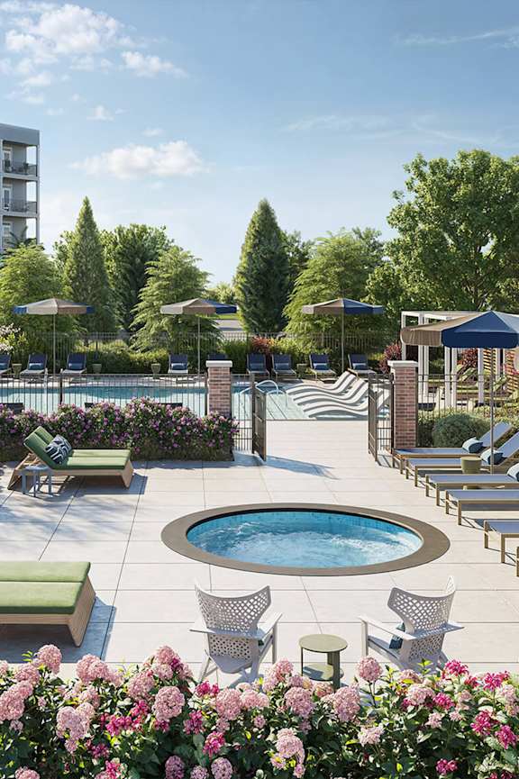 Pool at The Penstone Apartments and Townhomes in South Walpole MA