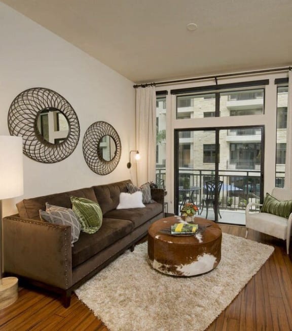 a living room with a couch and a television