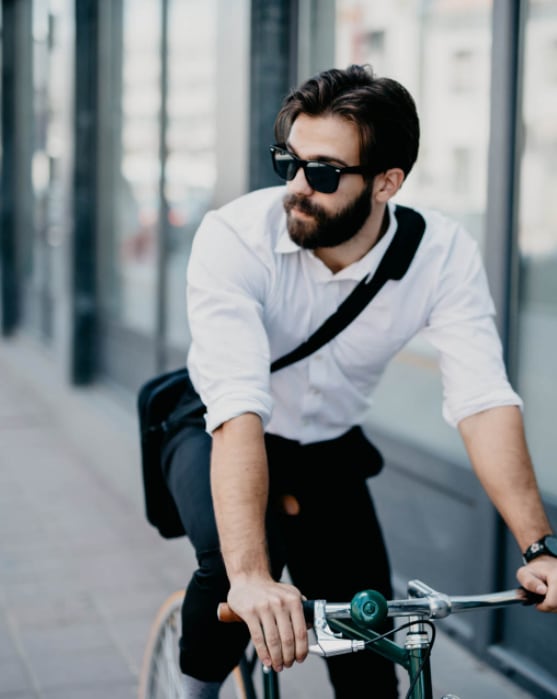 man on bike in Charlotte NC