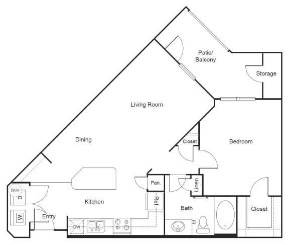 Floor Plan  A3 - 1 bed, 1 bath, 720 square feet