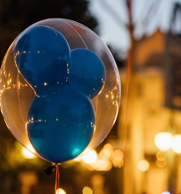 Close Up of Blue Disney World Balloon