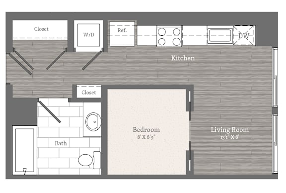 One bedroom apartment at 2255 Wisconsin in Glover Park