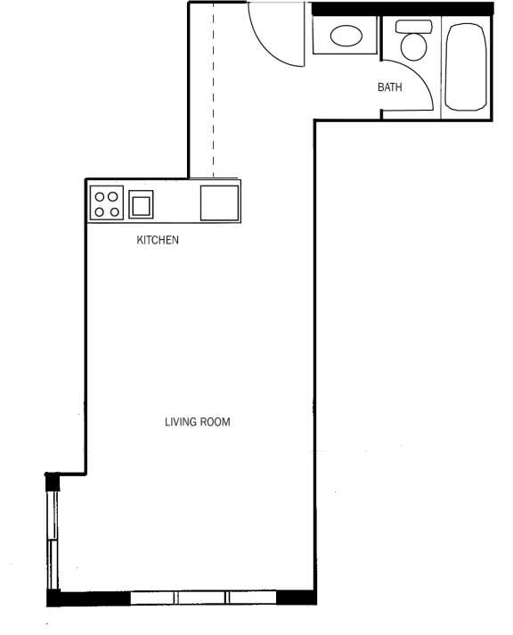 Studio 1 bathroom  at Galtier Towers Apartments, Minnesota