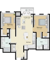 Cirrus Floor Plan 2 at Cirrus Apartments, Ashland, Massachusetts