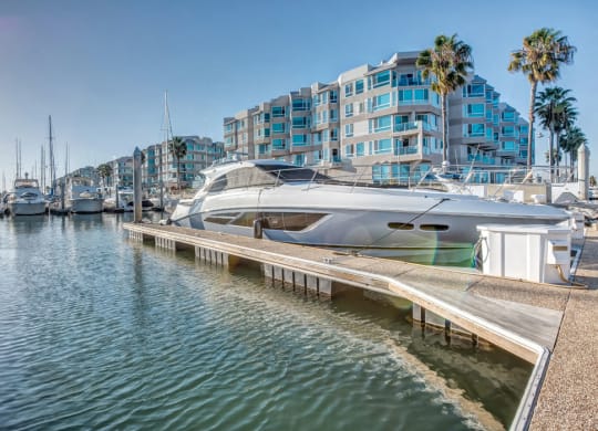 View of Esprit Apartment Homes from the docks  at Esprit Apartments, Marina del Rey, CA, 90292