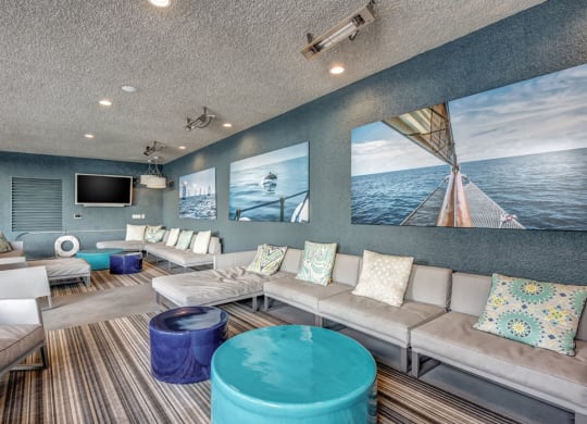 Poolside lounge  at Esprit Apartments, Marina del Rey, California