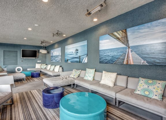 Poolside lounge  at Esprit Apartments, Marina del Rey, California