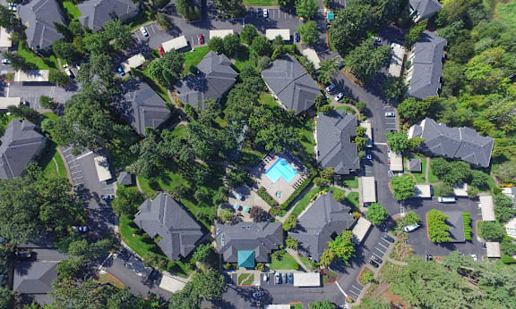 Drone Exterior View at Commons at Dawson Creek Apartments, Hillsboro, 97124