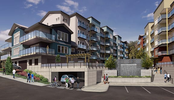 Building exterior area at Commons at Sylvan Canyon Apartments, Portland, 97221