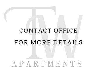 The apartment logo and Contact Us signage are prominently displayed, offering clear information to get in touch with the community.