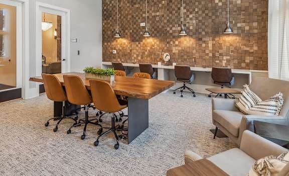 Community Clubhouse Business Center Area at Alta 3Eighty Apartments located in Aubrey, TX-HOMEGALLERY.