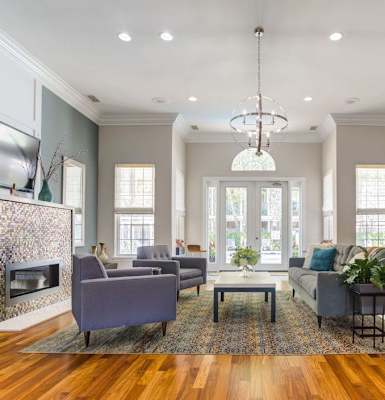 Large community clubhouse at Dwell at Naperville, Naperville, IL