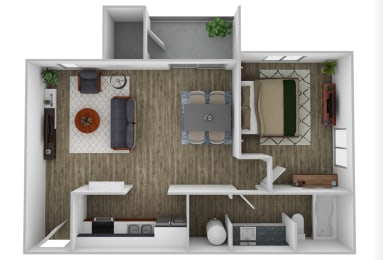 1 bedroom 1 bath floor plan A at Summers Point Apartments, Arizona