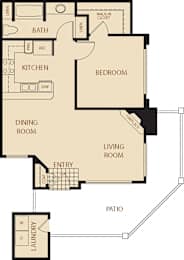 Coastal Oaks - 1 Bedroom 1 Bath Floor Plan Layout - 772 Square Feet at Westlake Canyon, California