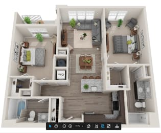 2Bed 2Bath-FloorPlan at Axis at Lakeshore Apartments, Massachusetts, 02324