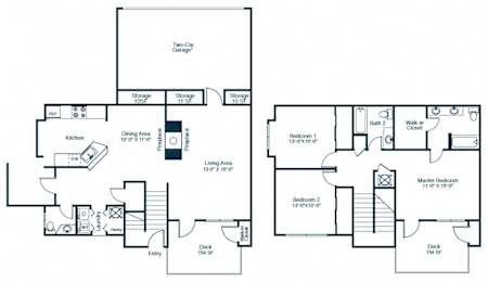 Elan at Mallard Creek C3 Floor Plan 3 Bedroom 2 Bath
