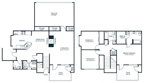 Elan at Mallard Creek C3 Floor Plan 3 Bedroom 2 Bath