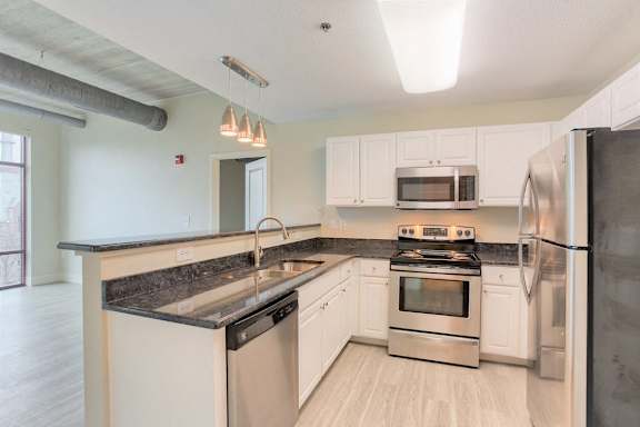 Renovated Kitchen at Studio One Apartments, Michigan