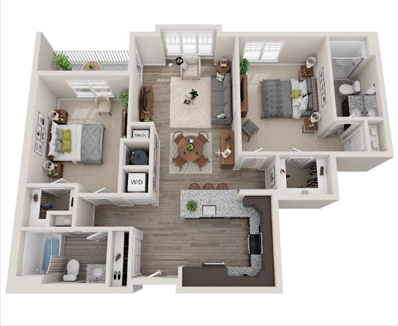 Floor Plan  2Bed 2Bath-F-FloorPlan at Axis at Lakeshore Apartments, Massachusetts