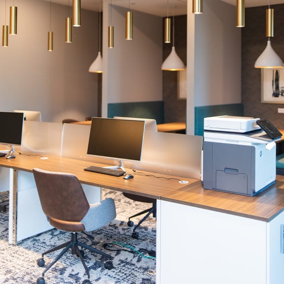 Office with a desk, computer and printer at The Yards at Malvern, Malvern, PA