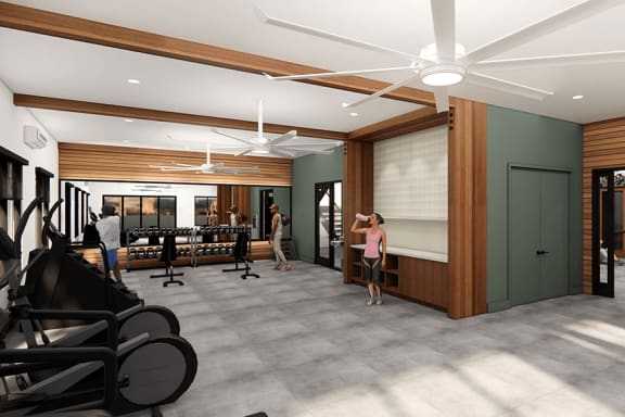 a rendering of the fitness room
