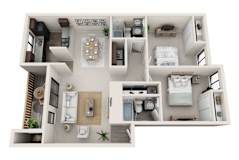 2 Bed 2 Bath Floor Plan at Brackett Apartments, Edmonds, WA, 98020