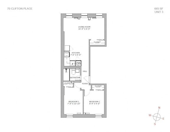 Floor Plan  2 Bedroom 1 Bathroom