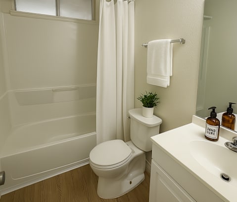 A white toilet sits next to a white sink in a small bathroom.