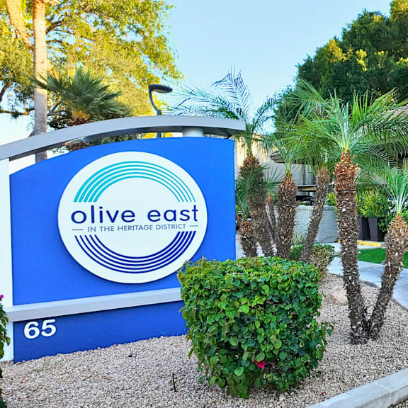 Monument Sign at Olive East Apartment in Gilbert Arizona