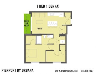  Floor Plan 1 BED 1 DEN (A)