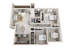 3 Bed 2 Bath Floor Plan at Brackett Apartments, Edmonds, WA