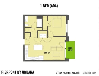  Floor Plan 1 BED (ADA)