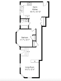  Floor Plan 1 Bedroom - 1 Bathroom