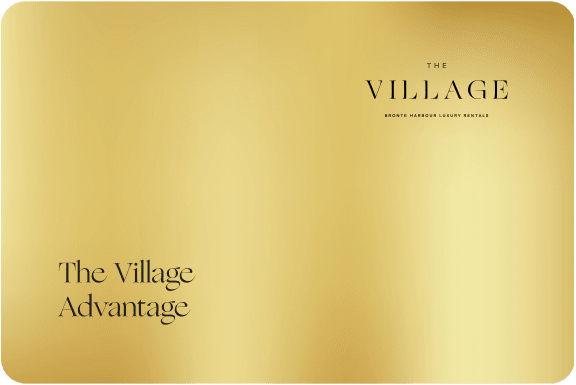 a gold background with the village advantage logo on top