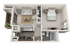 1 Bed 1 Bath A Floor Plan at Brackett Apartments, Edmonds